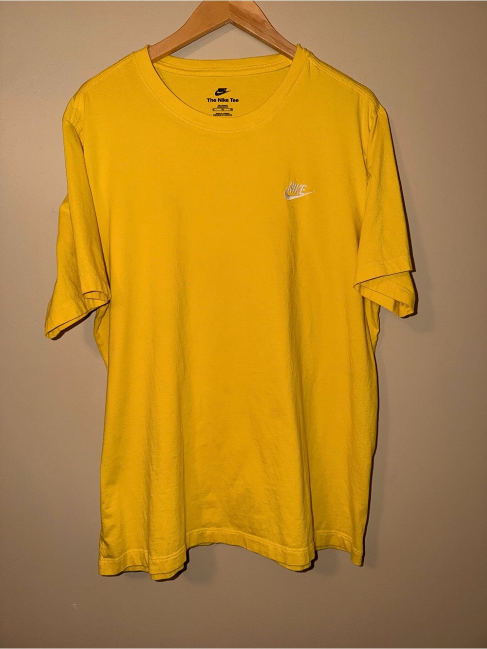 Nike Men’s Bright Yellow Crew Tee with White Swoosh